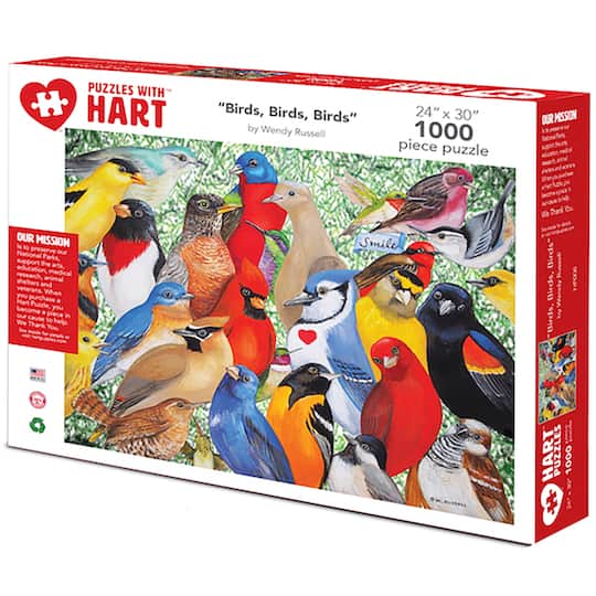 Hart Puzzles Birds, Birds, Birds by Wendy Russell 1,000 Piece Jigsaw Puzzle